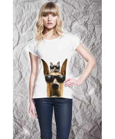 T-shirt donna - Cane Gatto - Bianca