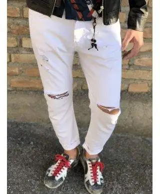 Jeans uomo bianco - Strappato - Slim