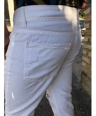Jeans uomo bianco - Strappato - Slim