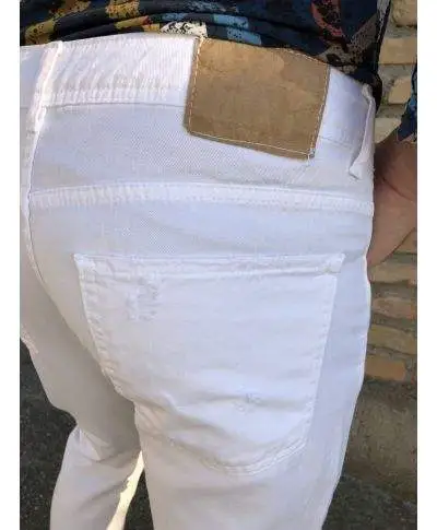 Jeans uomo bianco - Strappato - Slim