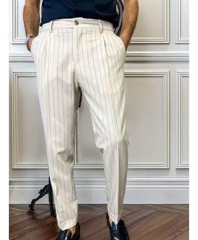 Pantaloni uomo panna a righe - Paul Miranda - Pantaloni uomo online - Gogolfun.it
