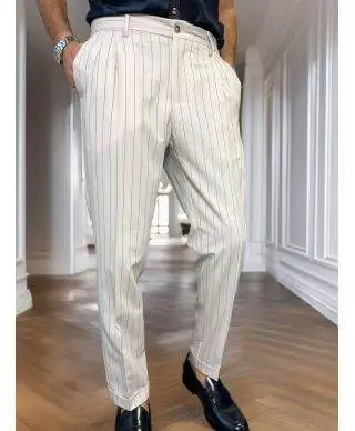 Pantaloni uomo panna a righe - Paul Miranda - Pantaloni uomo online - Gogolfun.it