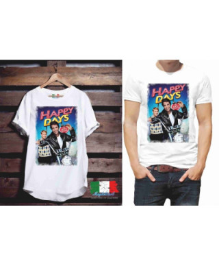 T-shirt - bianca - Stampa Happy Days - Mezze maniche
