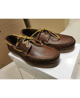 Scarpa uomo modello barca in vera pelle marrone - Scarpe uomo online - Gogolfun.it