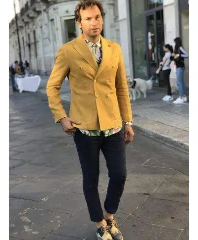 Pantaloni uomo in lino - Chinos blu - Paul Miranda