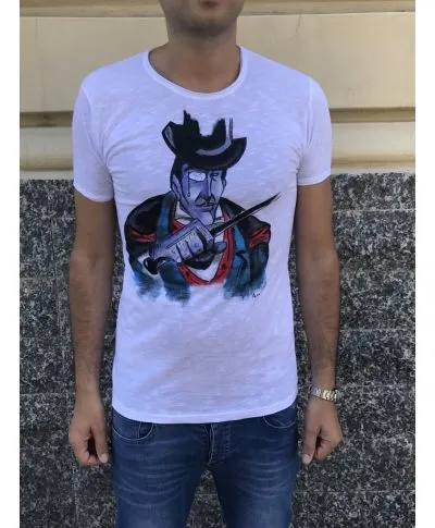 Tshirt - Mister X - 100% Cotone - Dipinta a mano