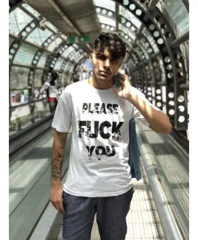 T shirt Please Fuck You - Maglietta uomo - Bianca