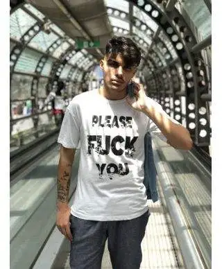 T shirt Please Fuck You - Maglietta uomo - Bianca