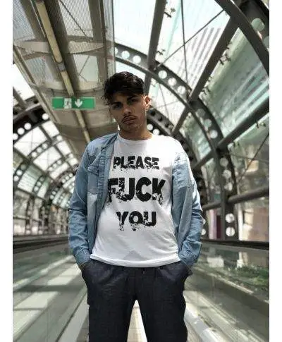 T shirt Please Fuck You - Maglietta uomo - Bianca