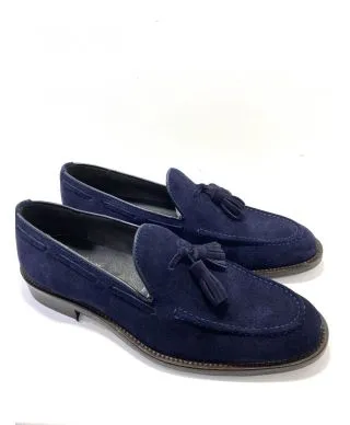 Mocassini uomo blu, scamosciati - Vera pelle