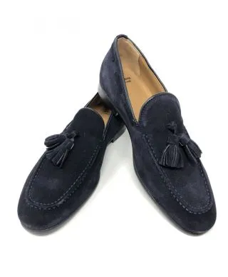 Mocassini uomo blu, scamosciati - Vera pelle