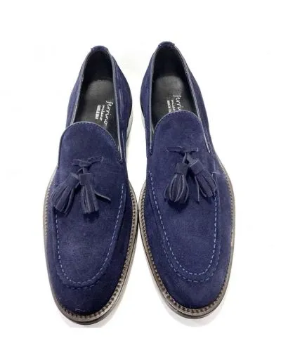 Mocassini uomo blu, scamosciati - Vera pelle