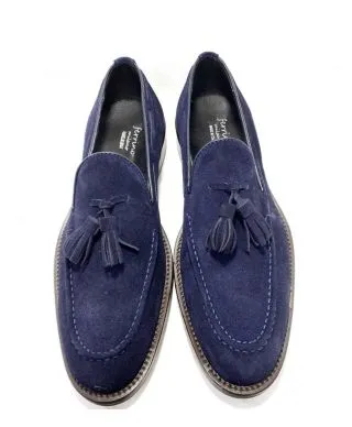Mocassini uomo blu, scamosciati - Vera pelle