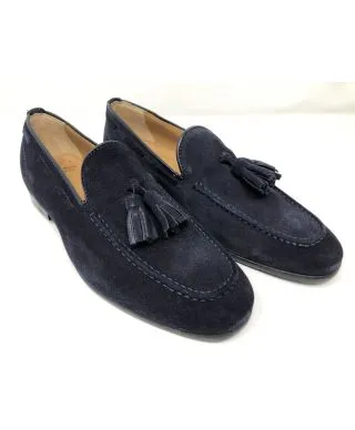 Mocassini uomo blu, scamosciati - Vera pelle