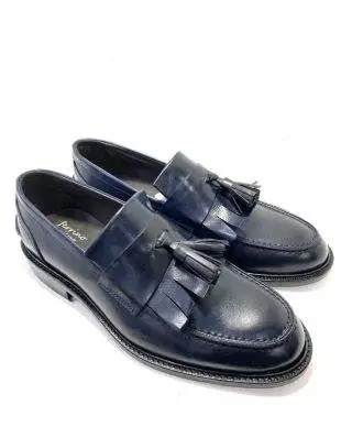 Mocassini uomo spazzolati - Blu - Con nappine