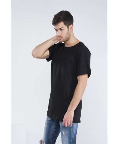 T-shirt lunga nera - Rap - Girocollo