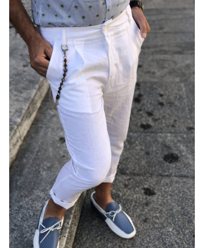 Pantaloni bianchi, Lino - Crop