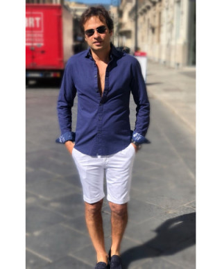 Camicia uomo - Lino, blu