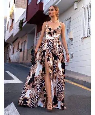 Vestito lungo elegante Nina - Fantasia in stile versace