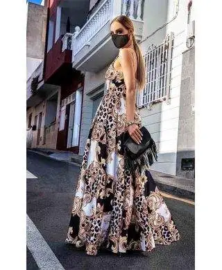 Vestito lungo elegante Nina - Fantasia in stile versace