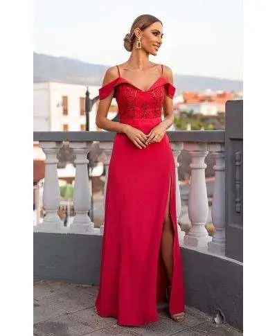 Vestito lungo elegante rosso - Amanda