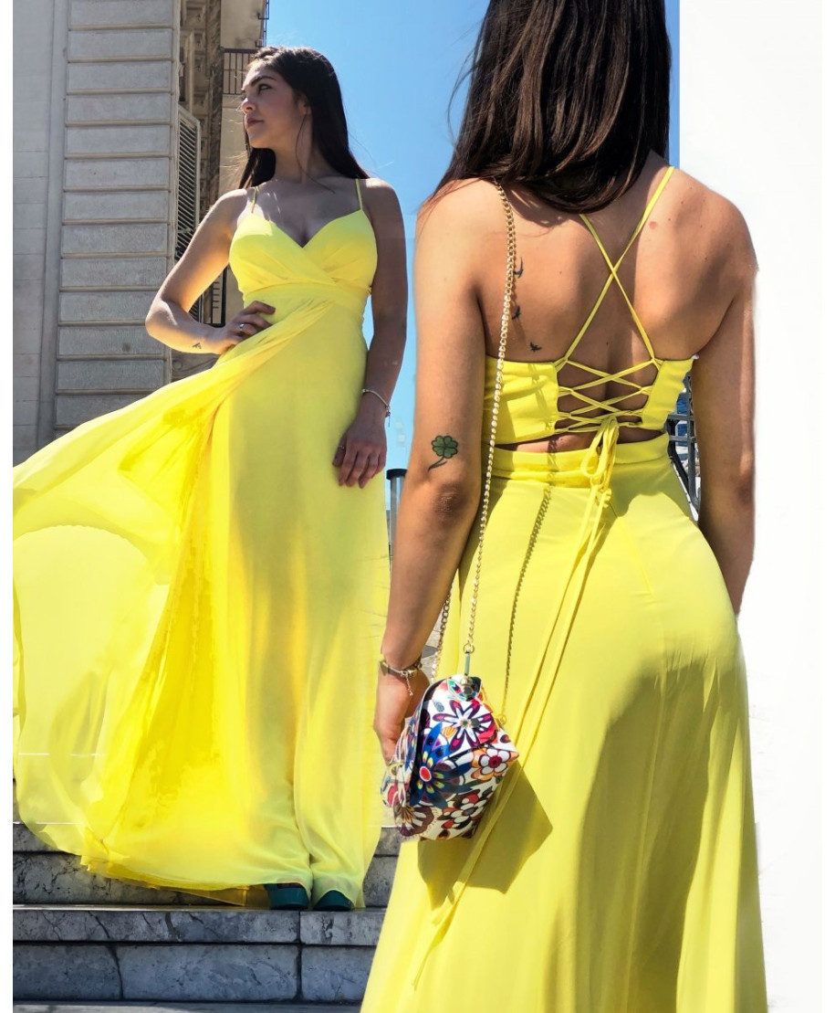 Vestito lungo elegante giallo - Cerimonia