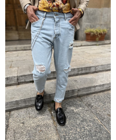 Jeans strappato, chiaro - Elasticizzato - Slim fit