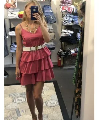 Vestito corto elegante, estivo - Fuxia
