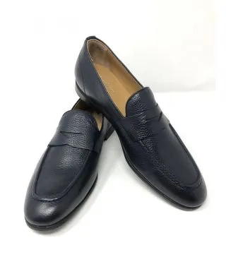 Mocassini blu in vera pelle