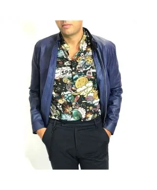 Camicia uomo fantasia, particolare - Collo coreano