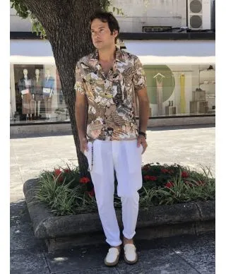 Pantaloni uomo bianchi, lino
