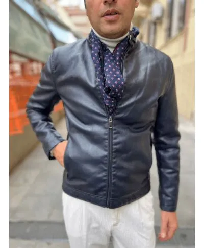 Giubbotto uomo blu, eco pelle - Slim, fodera interna anti freddo