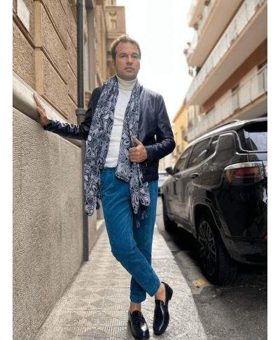 Giubbotto uomo blu, eco pelle - Slim, fodera interna anti freddo