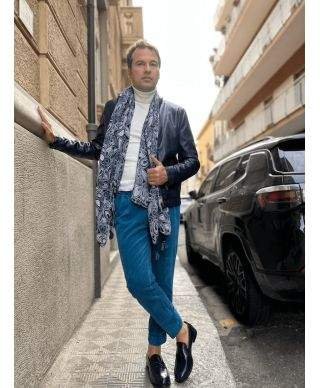 Giubbotto uomo blu, eco pelle - Slim, fodera interna anti freddo