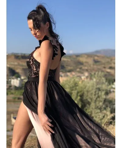 Abito da cerimonia lungo nero - con spacco
