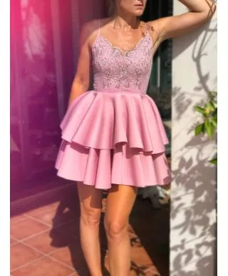 Vestito elegante corto, rosa
