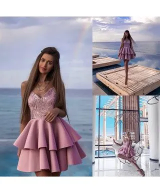 Vestito elegante corto, rosa