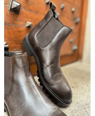 Stivaletti uomo - Chelsea - Pelle liscia - Colore - Marrone - Made in Italy