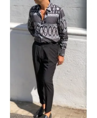 Camicia uomo fantasia, viscosa - Collo classico, disegno etnico