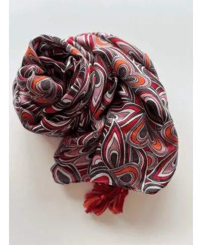 Pashmina invernale, unisex - bordeaux nera e rossa
