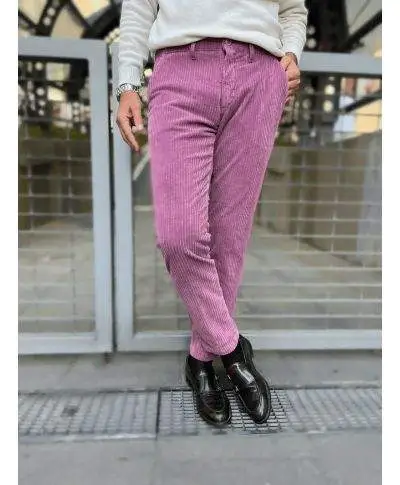 Pantaloni uomo in velluto - Rosa antico