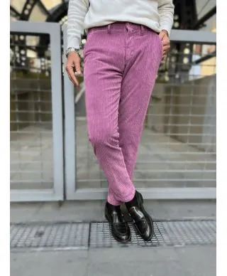 Pantaloni uomo in velluto - Rosa antico