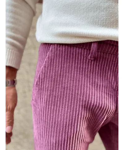 Pantaloni uomo in velluto - Rosa antico