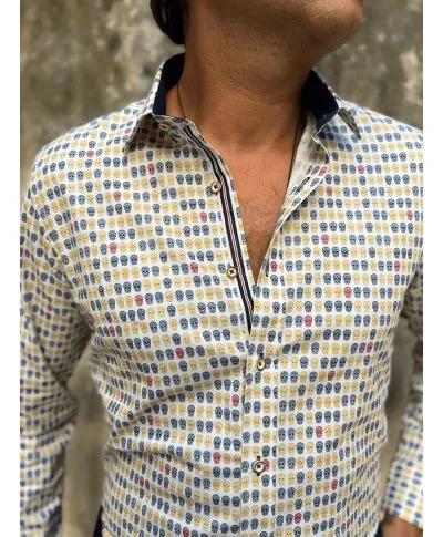 Camicia uomo - Fantasia teschi- Collo classico