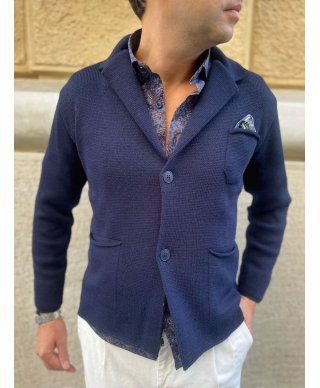 Cardigan uomo, blu - Con bottoni