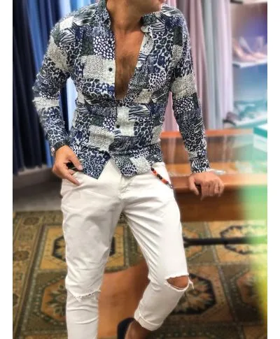 Camicia uomo fantasia, animalièr - Collo classico