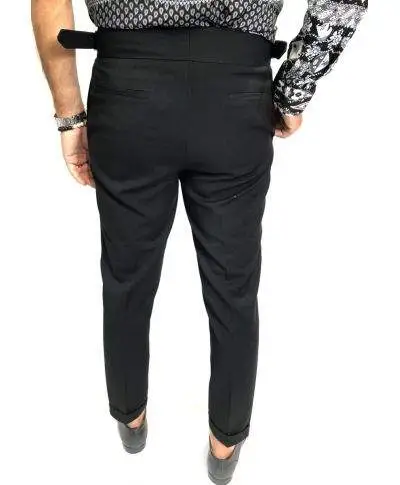 Paul Miranda - Pantaloni uomo vita alta, nero