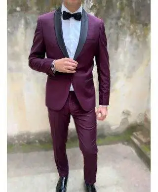 Smoking uomo, Bordeaux, con reverse neri - Abito uomo elegante