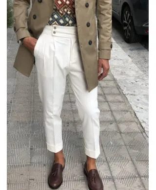 Pantaloni vita alta, Panna - Made in Italy
