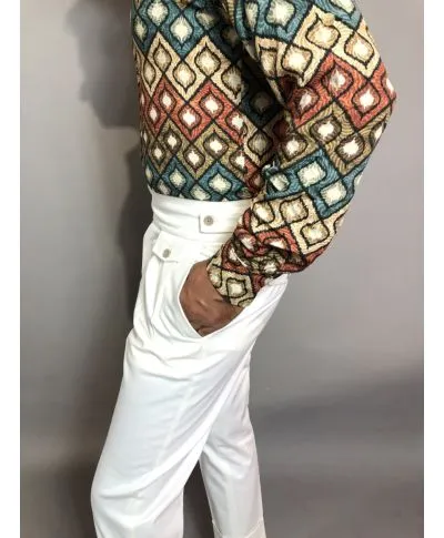 Pantaloni vita alta, Panna - Made in Italy